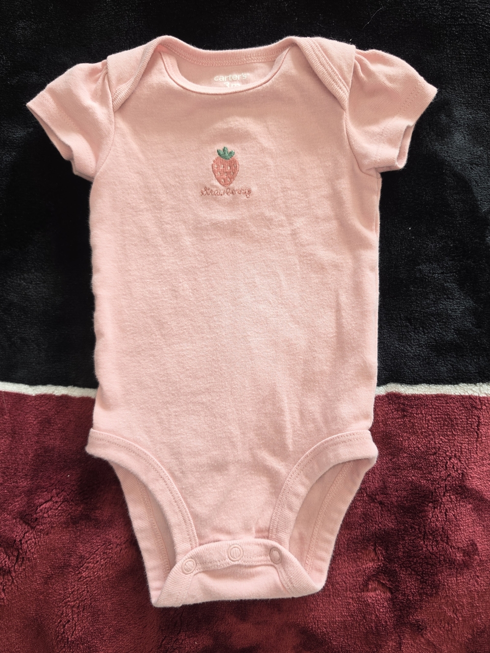 Carter's Light Pink Strawberry Embroidered One-Piece Bodysuit